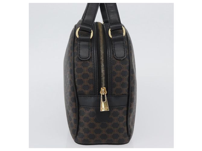 Céline CELINE Macadam Canvas Hand Bag PVC Leather Black Gold - vista 4