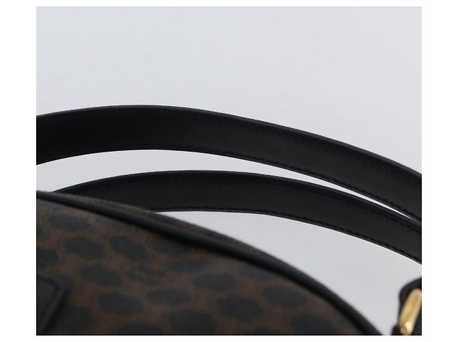 Céline CELINE Macadam Canvas Hand Bag PVC Leather Black Gold - vista 8
