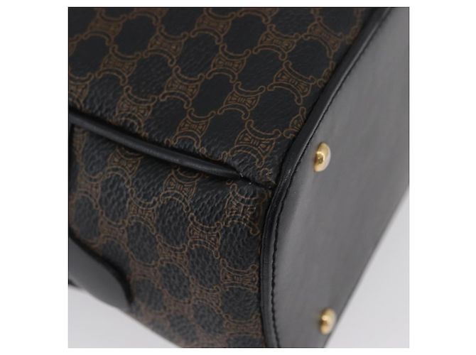 Céline CELINE Macadam Canvas Hand Bag PVC Leather Black Gold - vista 9