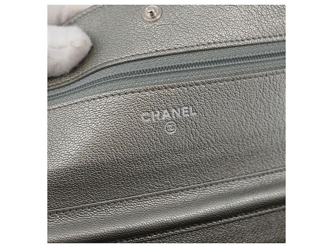 CHANEL Chain Wallet Shoulder Bag Leather Silver CC - vista 23