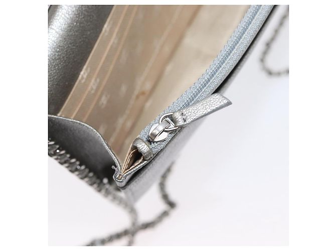 CHANEL Chain Wallet Shoulder Bag Leather Silver CC - vista 28