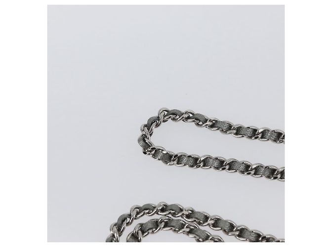 CHANEL Chain Wallet Shoulder Bag Leather Silver CC - vista 8