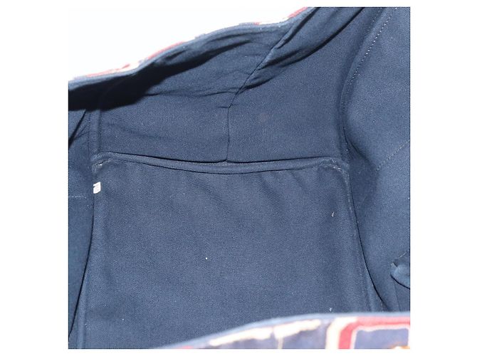 PRADA Canapa L Hand Bag Canvas Navy Gold - vista 19