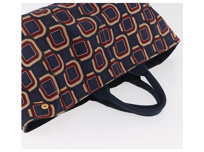 PRADA Canapa L Hand Bag Canvas Navy Gold - vista 6