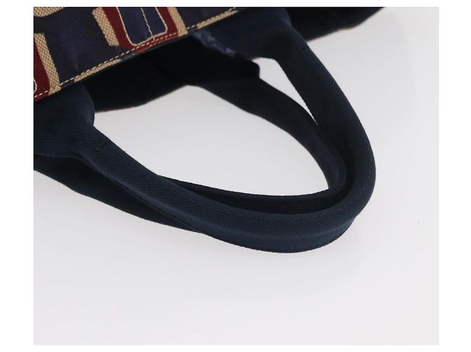 PRADA Canapa L Hand Bag Canvas Navy Gold - vista 7