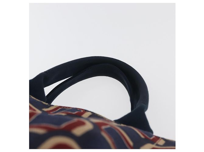 PRADA Canapa L Hand Bag Canvas Navy Gold - vista 8