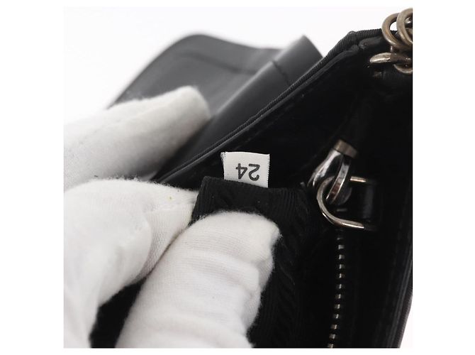 PRADA Chain Shoulder Bag Nylon Black Silver - vista 12