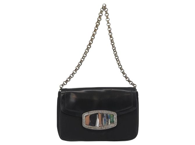 PRADA Chain Shoulder Bag Nylon Black Silver - vista 13