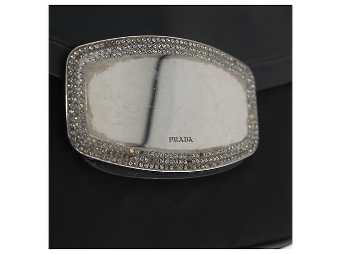 PRADA Chain Shoulder Bag Nylon Black Silver - vista 17