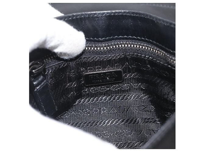 PRADA Chain Shoulder Bag Nylon Black Silver - vista 18