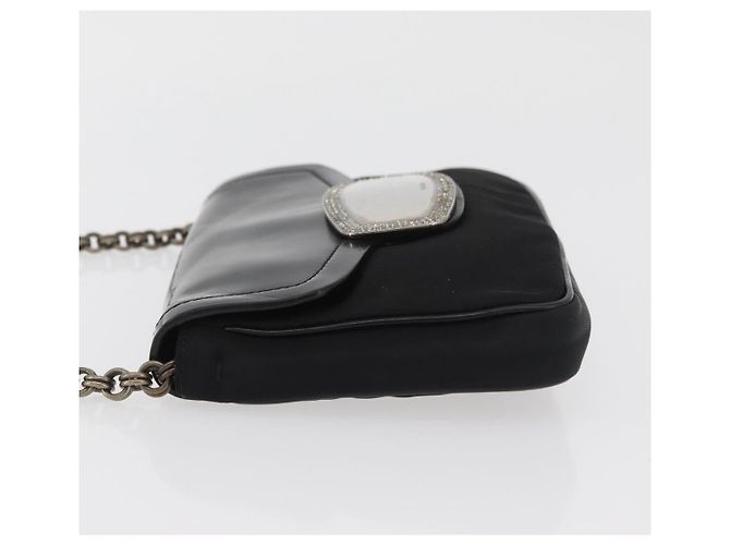 PRADA Chain Shoulder Bag Nylon Black Silver - vista 4