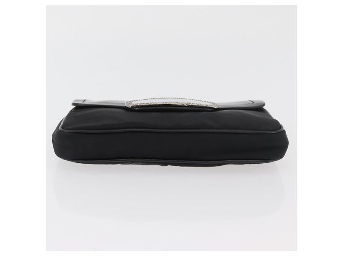 PRADA Chain Shoulder Bag Nylon Black Silver - vista 5