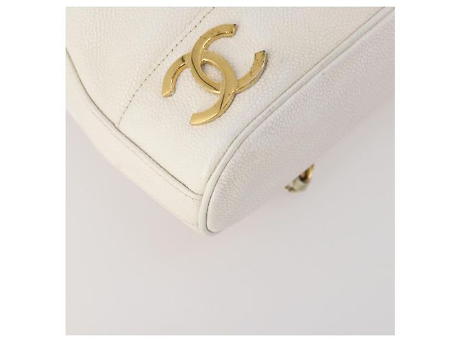 CHANEL Triple Coco Backpack Caviar Skin White Gold CC - vista 15