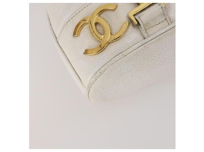CHANEL Triple Coco Backpack Caviar Skin White Gold CC - vista 17