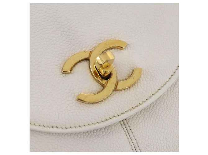 CHANEL Triple Coco Backpack Caviar Skin White Gold CC - vista 18