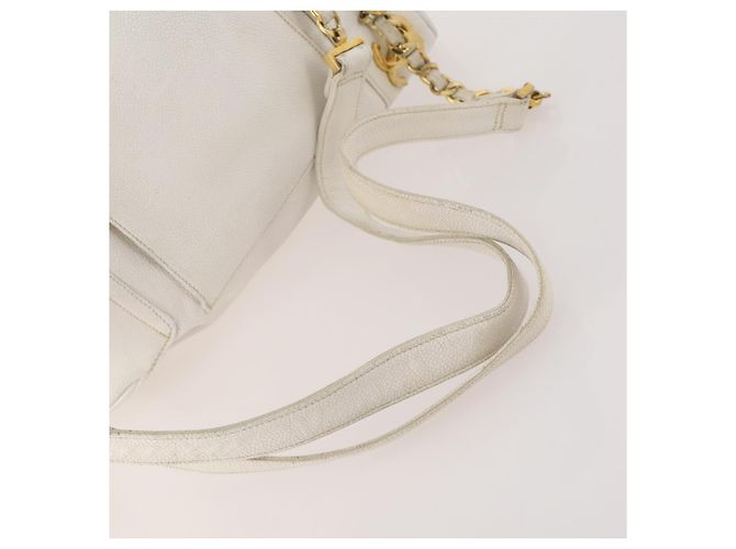 CHANEL Triple Coco Backpack Caviar Skin White Gold CC - vista 7