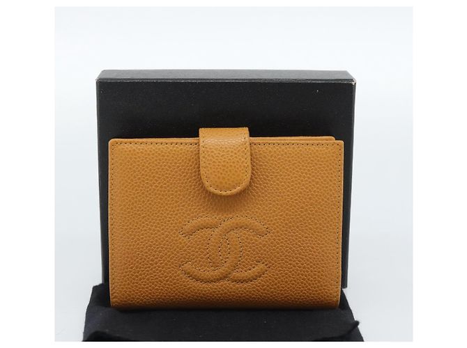 CHANEL Compact Wallet Caviar Skin Brown Gold CC - vista 11