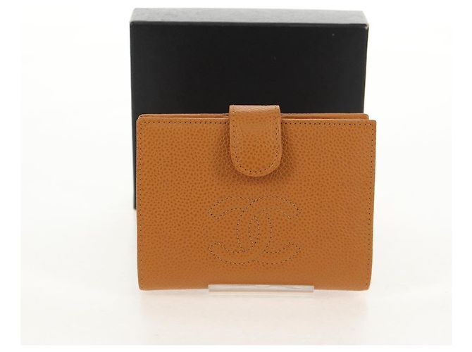CHANEL Compact Wallet Caviar Skin Brown Gold CC - vista 12
