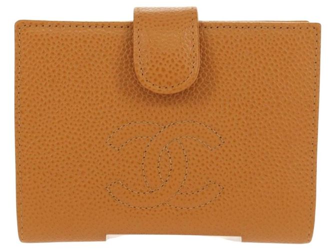CHANEL Compact Wallet Caviar Skin Brown Gold CC - vista 13