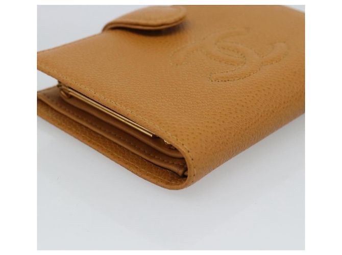CHANEL Compact Wallet Caviar Skin Brown Gold CC - vista 14