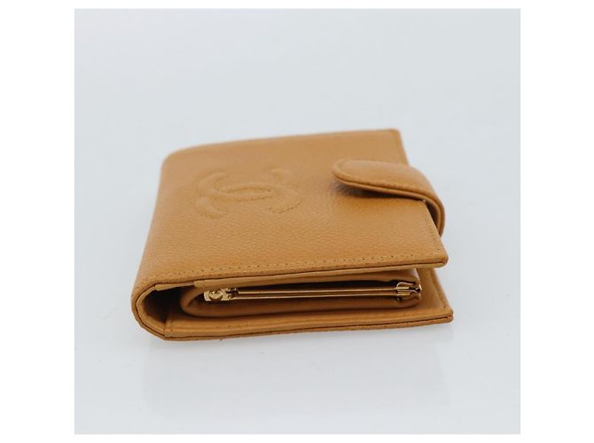 CHANEL Compact Wallet Caviar Skin Brown Gold CC - vista 3