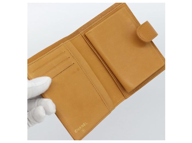 CHANEL Compact Wallet Caviar Skin Brown Gold CC - vista 8
