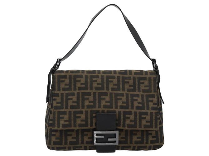 FENDI Zucca Canvas Mamma Baguette Shoulder Bag Black Brown - vista 13