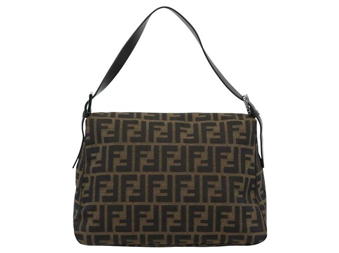 FENDI Zucca Canvas Mamma Baguette Shoulder Bag Black Brown - vista 2