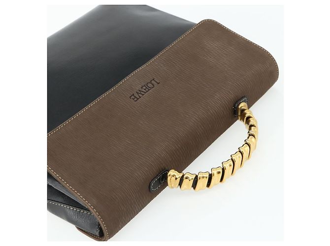 LOEWE Velazquez Hand Bag Leather Black Gold - vista 6