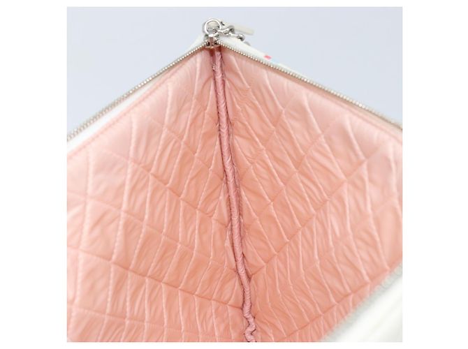 CHANEL Matelasse Clutch Bag Canvas White Silver CC - vista 18