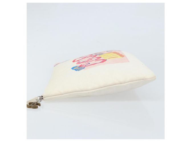 CHANEL Matelasse Clutch Bag Canvas White Silver CC - vista 4