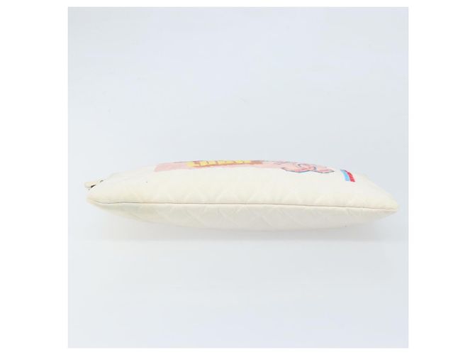 CHANEL Matelasse Clutch Bag Canvas White Silver CC - vista 6