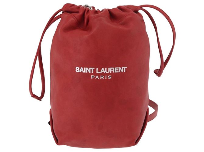 SAINT LAURENT Teddy Small Shoulder Bag Leather Red Silver - vista 13