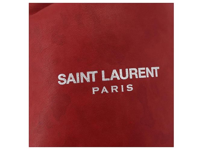 SAINT LAURENT Teddy Small Shoulder Bag Leather Red Silver - vista 19