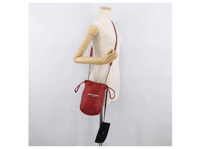 SAINT LAURENT Teddy Small Shoulder Bag Leather Red Silver - vista 26