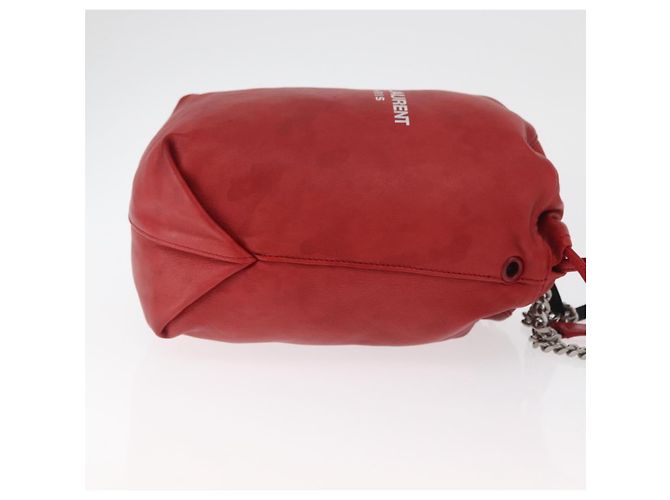SAINT LAURENT Teddy Small Shoulder Bag Leather Red Silver - vista 3