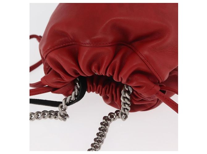 SAINT LAURENT Teddy Small Shoulder Bag Leather Red Silver - vista 7