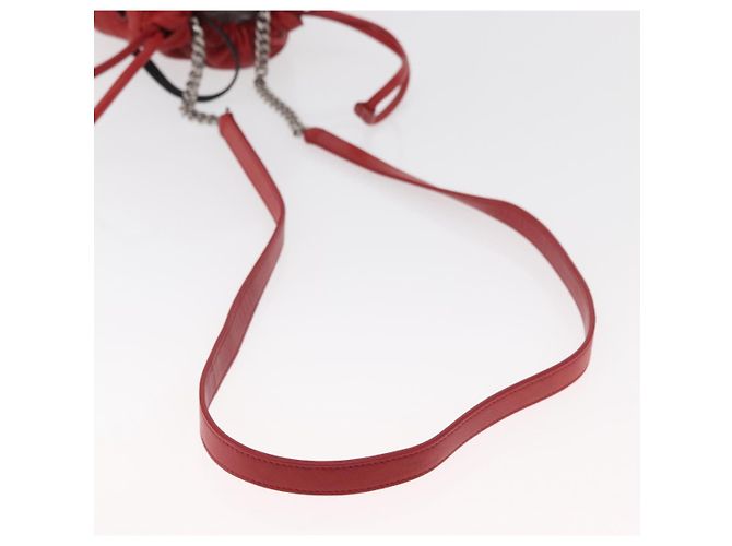 SAINT LAURENT Teddy Small Shoulder Bag Leather Red Silver - vista 9