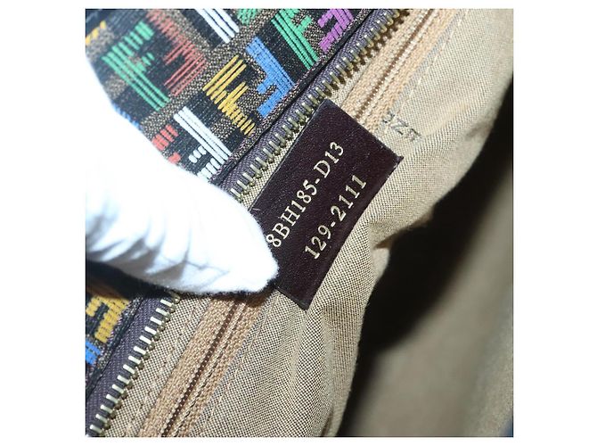 FENDI Zucchino Canvas Tote Bag Multicolor Gold - vista 11