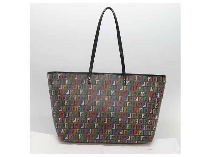 FENDI Zucchino Canvas Tote Bag Multicolor Gold - vista 12