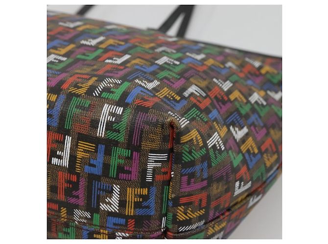 FENDI Zucchino Canvas Tote Bag Multicolor Gold - vista 16