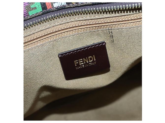 FENDI Zucchino Canvas Tote Bag Multicolor Gold - vista 18