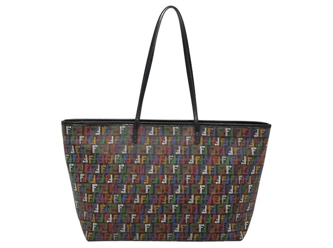 FENDI Zucchino Canvas Tote Bag Multicolor Gold - vista 2