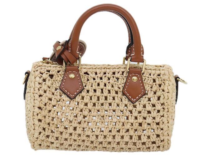 LOUIS VUITTON Nano Speedy Hand Bag Raffia Leather Beige M83525 LV - vista 13