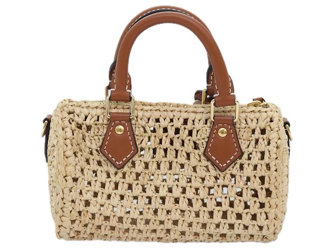 LOUIS VUITTON Nano Speedy Hand Bag Raffia Leather Beige M83525 LV - vista 2