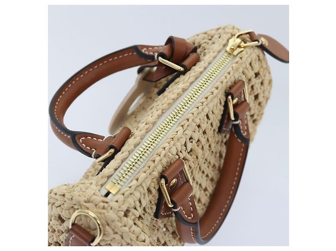 LOUIS VUITTON Nano Speedy Hand Bag Raffia Leather Beige M83525 LV - vista 6
