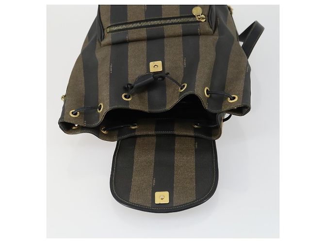 FENDI Pecan Canvas Backpack PVC Brown Black gold - vista 10