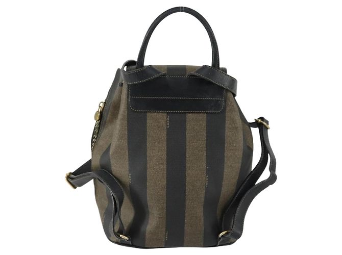 FENDI Pecan Canvas Backpack PVC Brown Black gold - vista 2