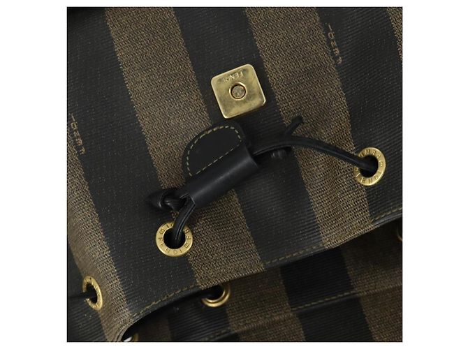FENDI Pecan Canvas Backpack PVC Brown Black gold - vista 20
