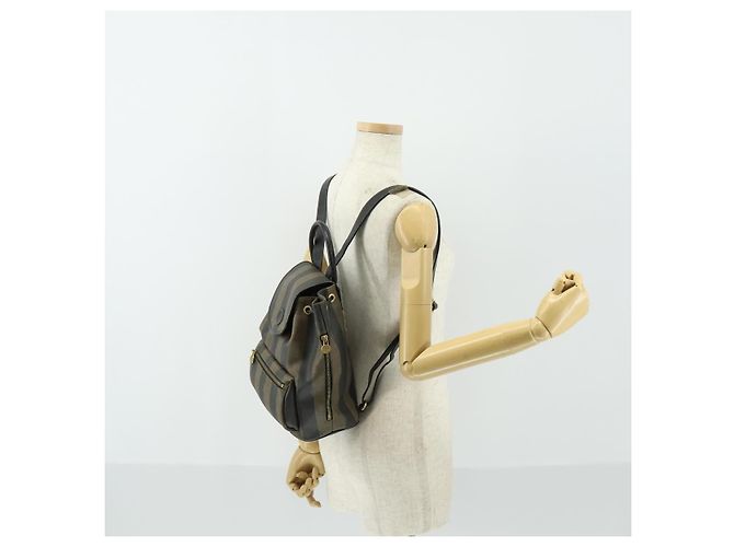 FENDI Pecan Canvas Backpack PVC Brown Black gold - vista 26